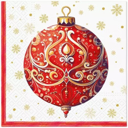 Servilletas 33x33 cm - Red Bauble With Ornament-