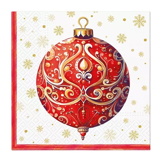 Servilletas 33x33 cm - Red Bauble With Ornament-