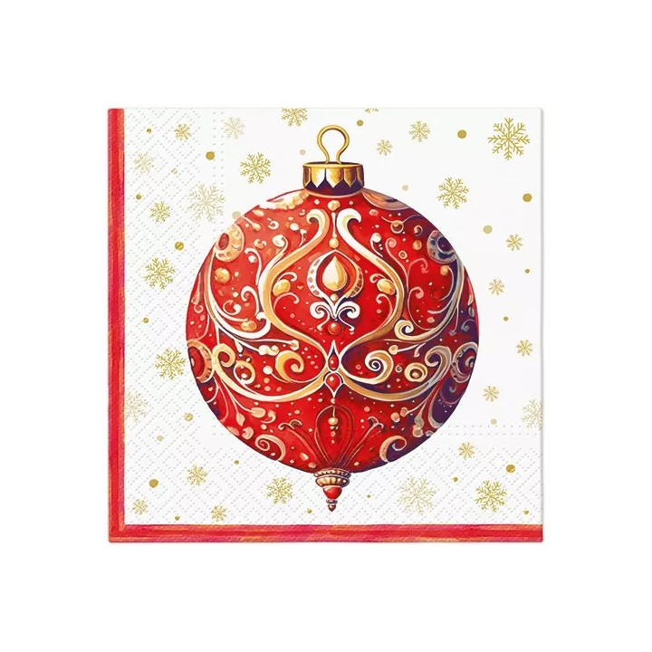 Servilletas 33x33 cm - Red Bauble With Ornament-