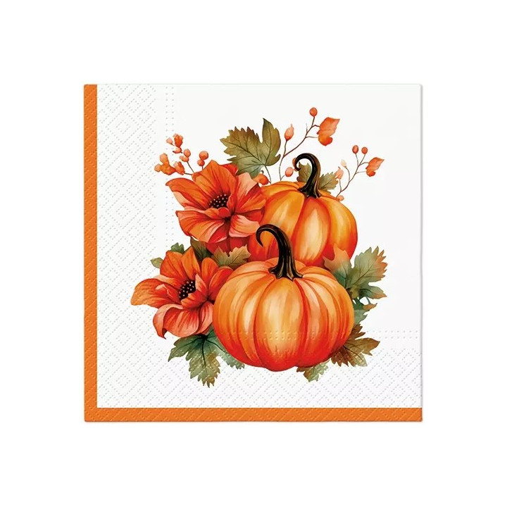 Servilletas 33x33 cm - Pumpkin With Flowers-