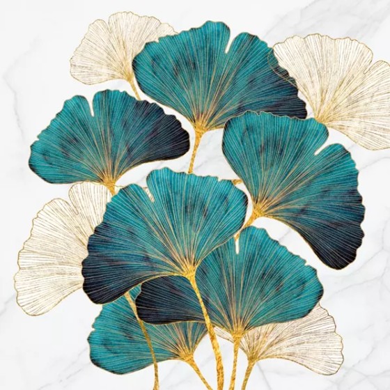 Servilletas 33x33 cm - Gold and Emerald Ginkgo Biloba-