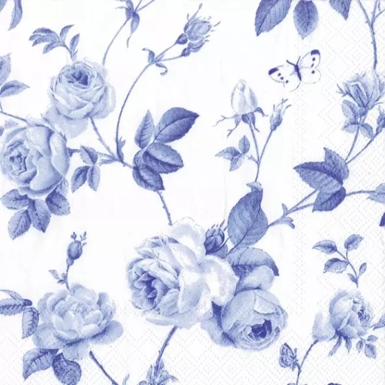 Servilletas 25x25 cm - RAMBLING ROSE white blue-