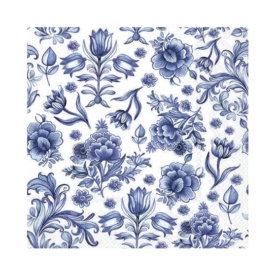 Servilletas 25x25 cm - Delft Blue flowers-