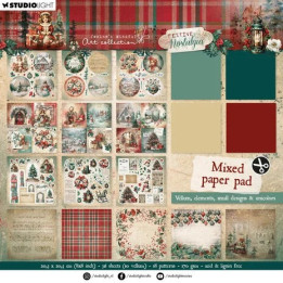 Bloc de papel mixto Festive Nostalgia de 8x8 pulgadas (JMA-FN-MPP254)