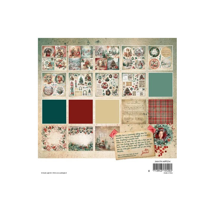 Bloc de papel mixto Festive Nostalgia de 8x8 pulgadas (JMA-FN-MPP254)