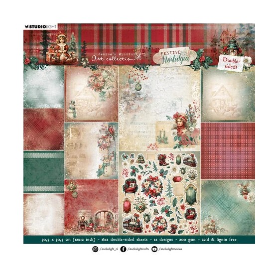 Bloc de papel Festive Nostalgia de 12x12 pulgadas (JMA-FN-DPP252)