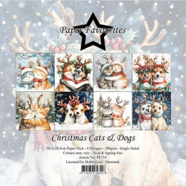 Paquete de papel navideño de perros y gatos de 12 x 12 pulgadas (PF710.