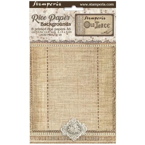 Kit 8 Papeles arroz A-6 backgrounds Old Lace Stamperia-