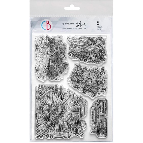 Clear Stamp Set 6x8" Mechanical Marvels.