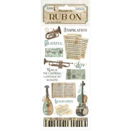 Rub-on Stamperia 10.16x21.6 cms. Music Instrumentos.***