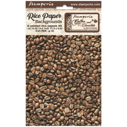 Selección de 8 Papeles de Arroz A6 backgrounds - Coffee and Choco-late Stamperia