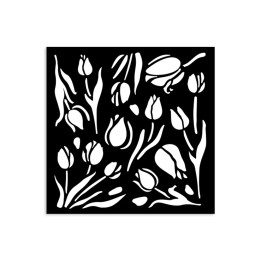 STENCIL Stamperia 12x12 cm ART OF TRAVELLING TULIPS.*