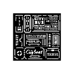STENCIL Stamperia 12x12 cm ART OF TRAVELLING TICKETS.*