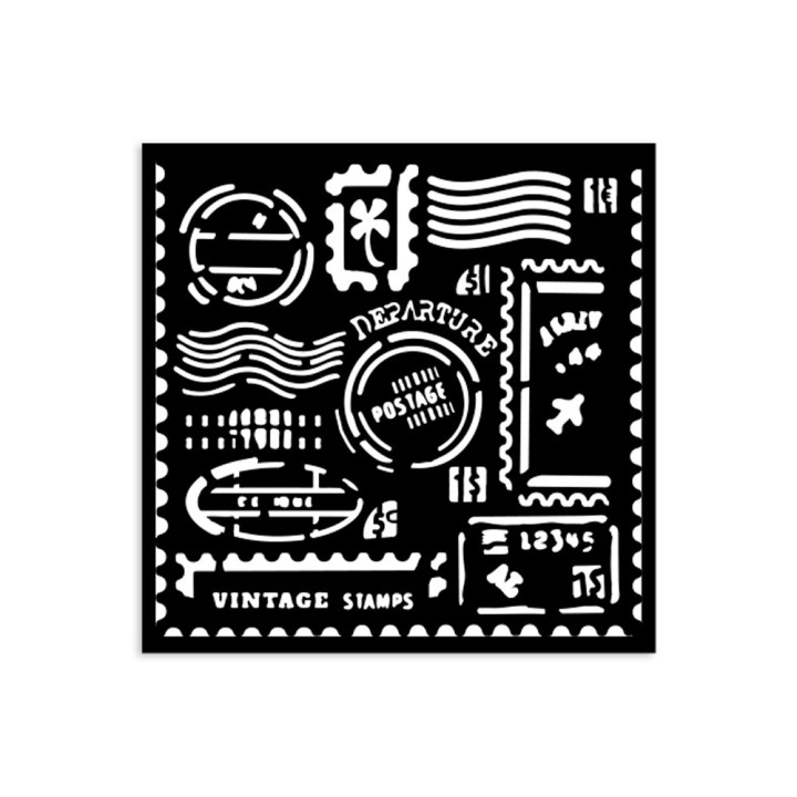 STENCIL Stamperia 12x12 cm ART OF TRAVELLING STAMPS.*