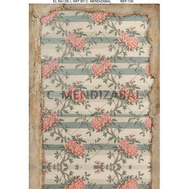 Papel de Arroz FLORES Y RAYAS2 -130