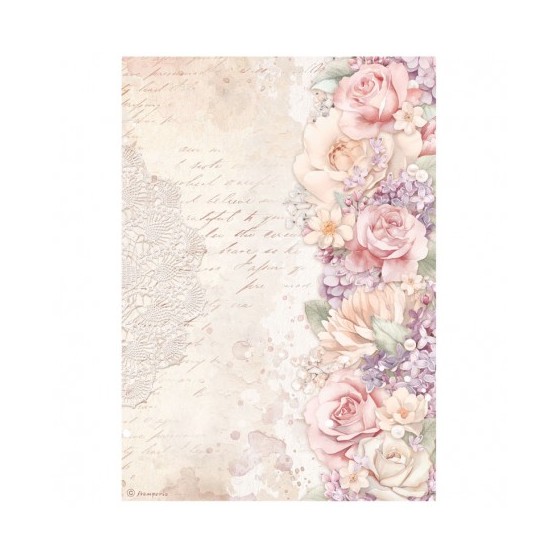 Papel de Arroz Romance forever bordes floreados Stamperia A-4