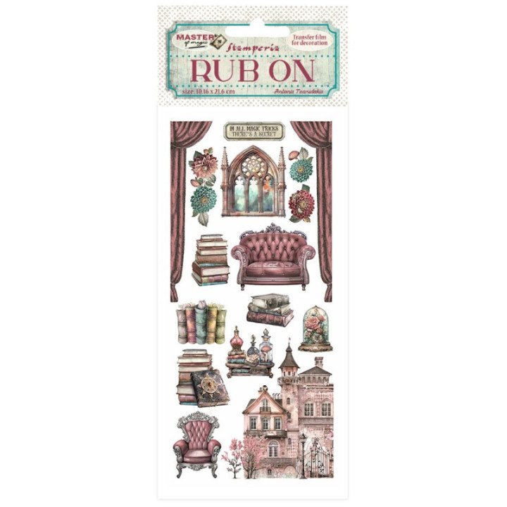 Rub-on Stamperia 10.16x21.6 cms.Master of Magic mobiliario de casa***