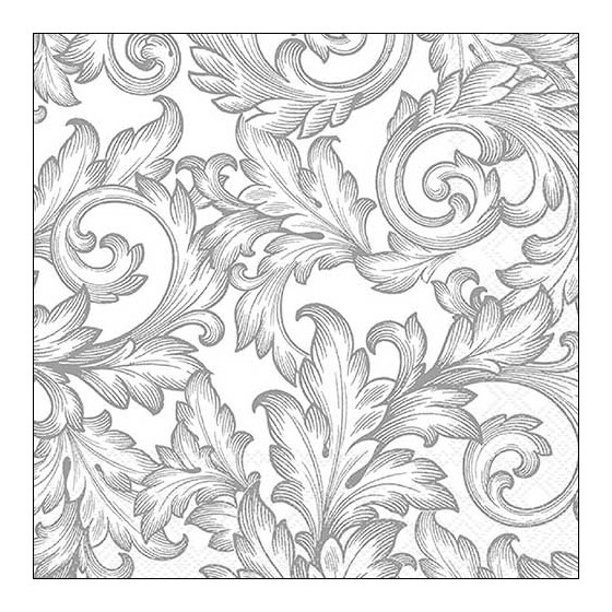 Servilletas 33x33 cm - Baroque silver/white