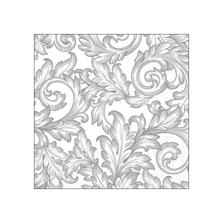 Servilletas 33x33 cm - Baroque silver/white