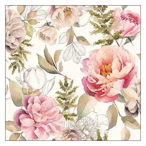 Servilletas 30x30 cm - Peonies composition cream