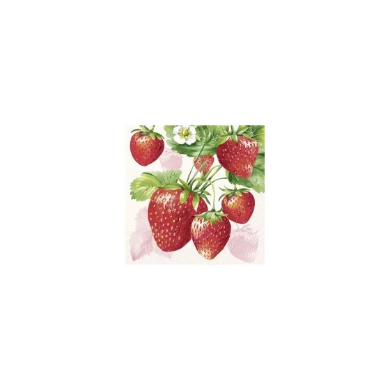 Servilletas 25x25 cm - STRAWBERRY FRUITS cream