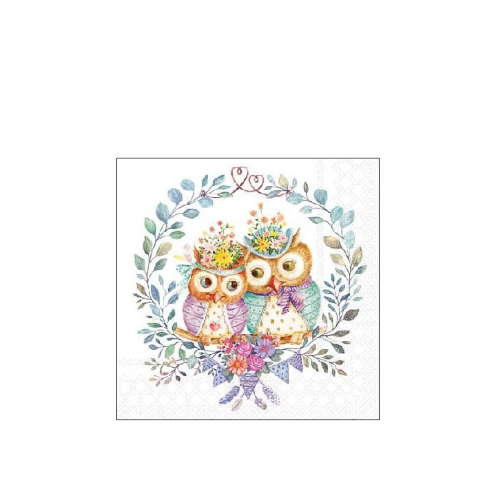 Servilletas 25x25 cm - Owl couple in love
