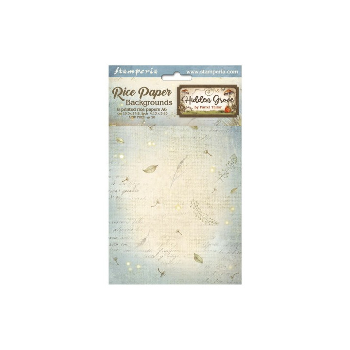 Kit 8 Papeles arroz A-6 backgrounds Hidden Grove Stamperia