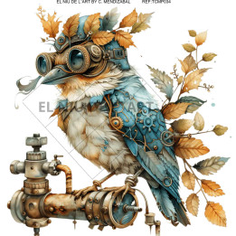 Transfer Pájaro Steampunk DTF