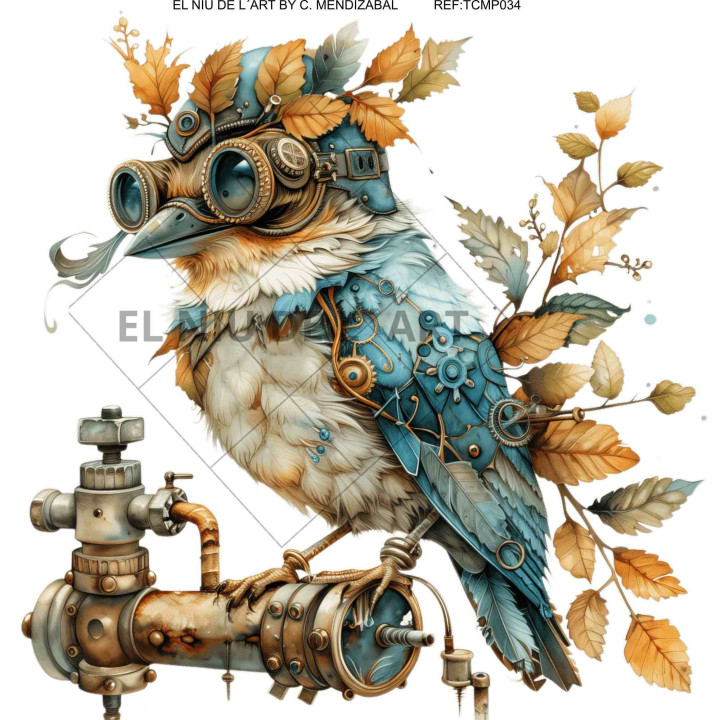 Transfer Pájaro Steampunk DTF