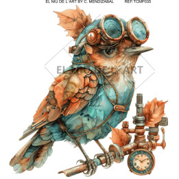 Transfer Pássaro Steampunk DTF