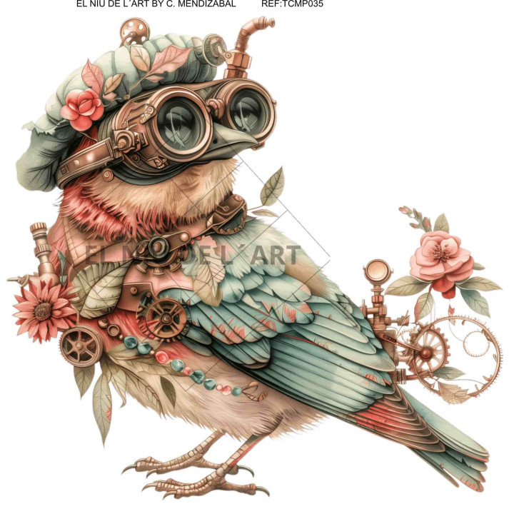 Transfer Pájaro Steampunk DTF