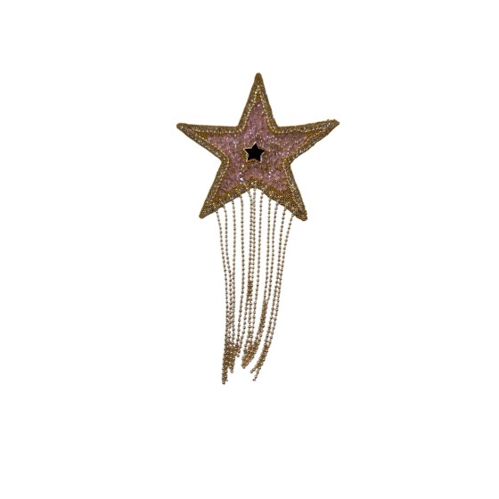 Parche ESTRELLA CON PEDRERÍA Y CADENAS ROSA 1 unidad