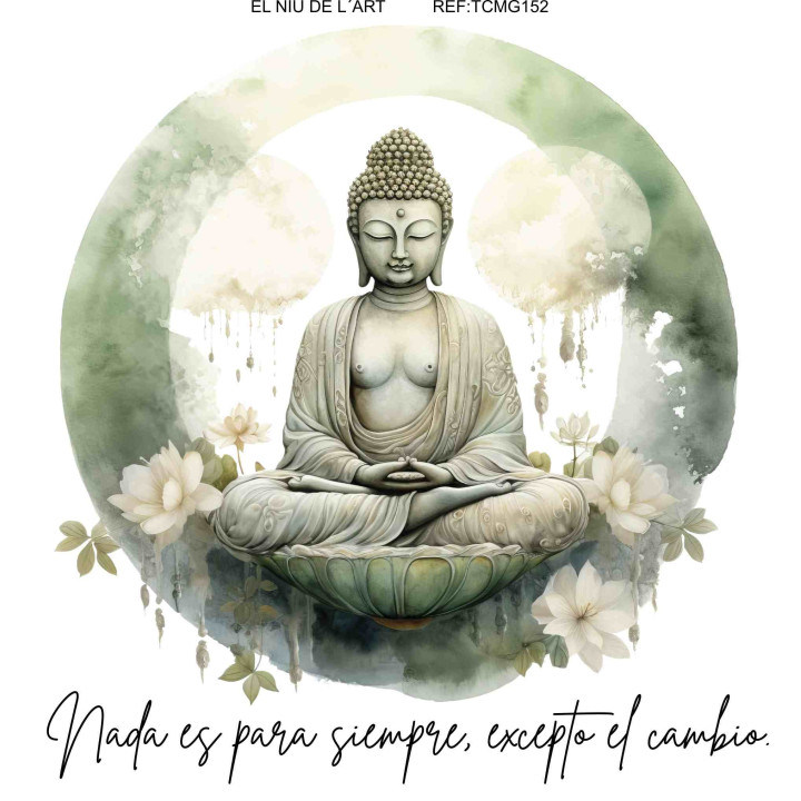 Transfer DTF Buda Sentado con Fondo Verde