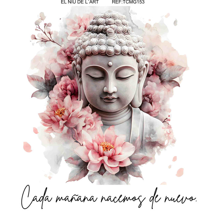 Transfer Buda amb Flors Rosa