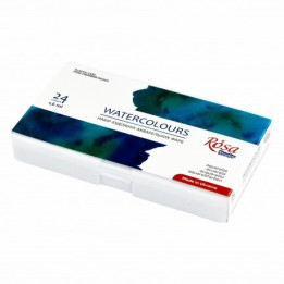 Caixa com 24 pastilhas de aguarela ROSA STUDIO