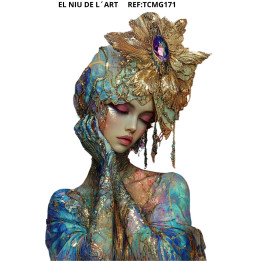 Transfer DTF Mujer con Flor Dorada