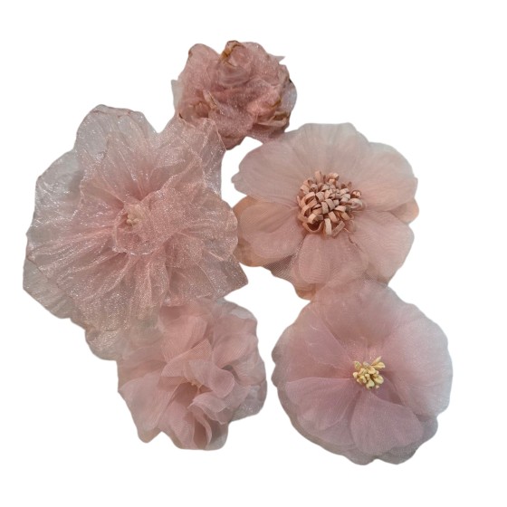 Flores Rosas tela 5 piezas