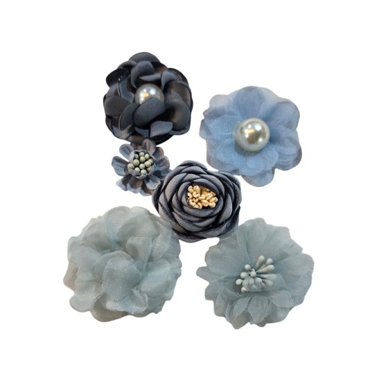 Flores Azules tela 6 piezas