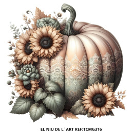 Transfer DTF Calabaza con Flores  G316