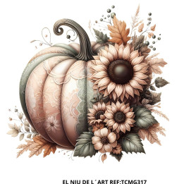 Transfer DTF  Calabaza con Flores G317