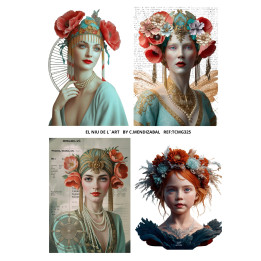 Transfer DTF Mujeres de la Bella Época Floral