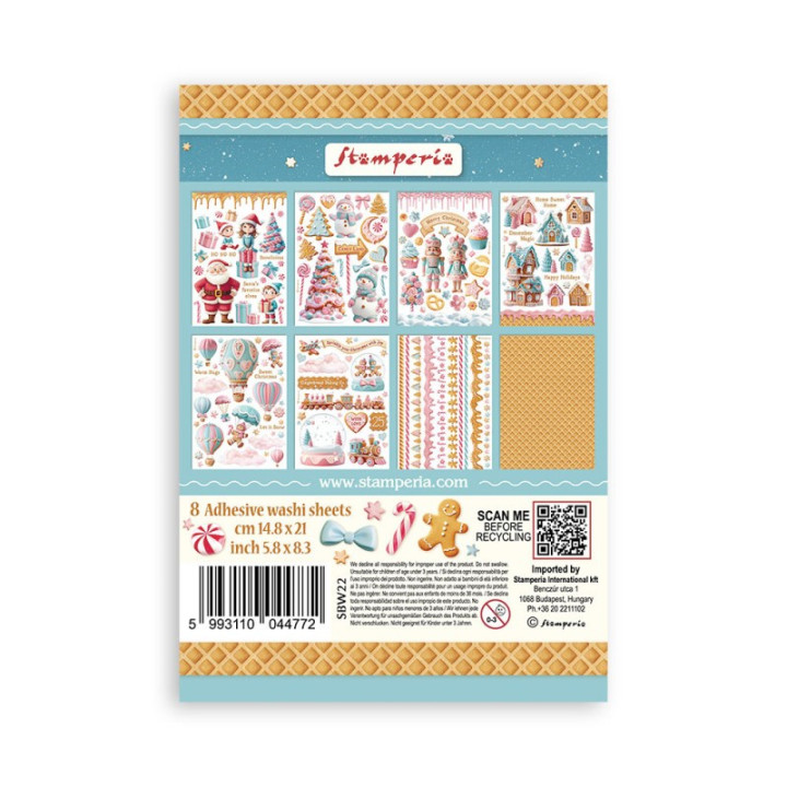 Washi pad 8 hojas A5 Candy Christmas Stamperia