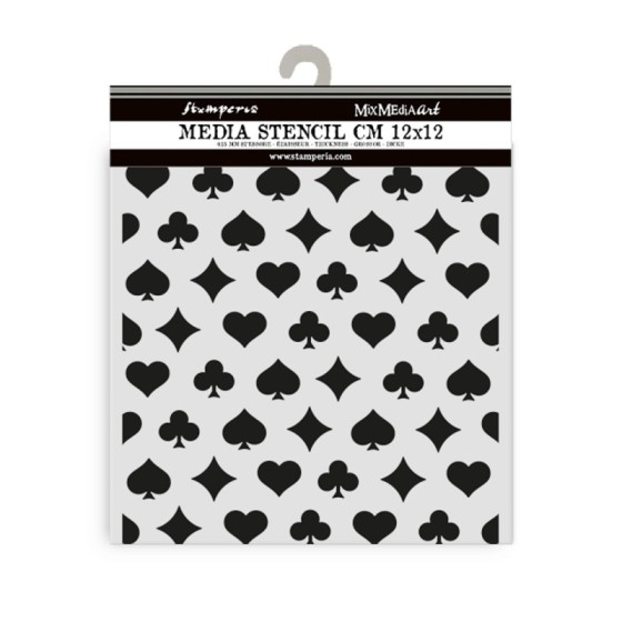 Stencil 12x12 Stamperia Alice in Christmas poker cards