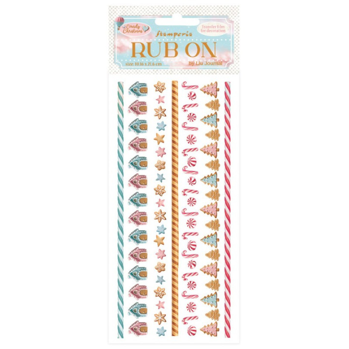 Rub-on Stamperia 10.16x21.6 cms. Candy Christmas Rayas***