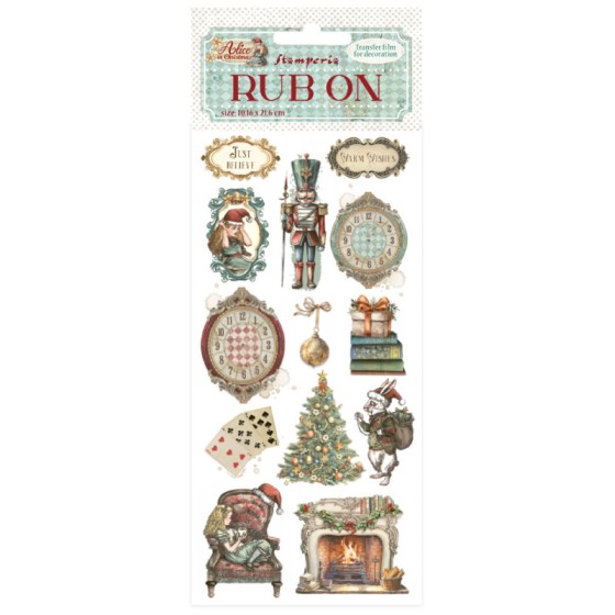 Rub-on Stamperia 10.16x21.6 cms. Alice in Christmas soldiers