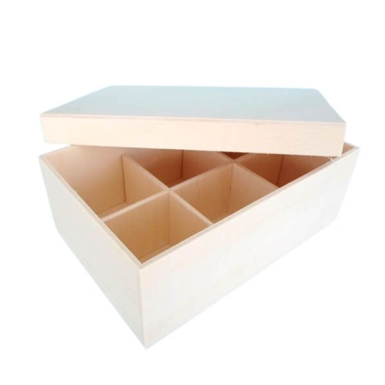 Caja con 6 compartimentos y tapa a presión