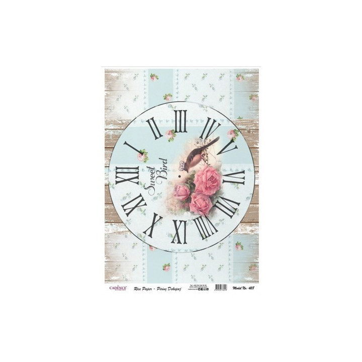 Papel De Arroz 428 RELOJ SWEET BIRD