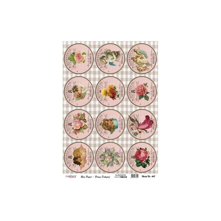 Papel De Arroz 468 ETIQUETAS ROSAS ÁNGELES