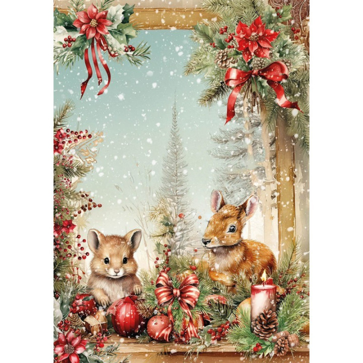 Rice Paper A5 MIXED 8/Pkg Hot Cocoa & Holly