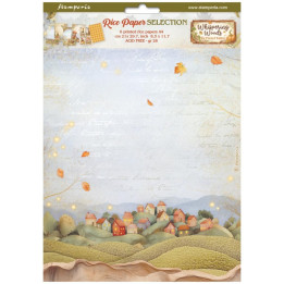 Kit 6 Papeles arroz A-4 Stamperia Whispering woods